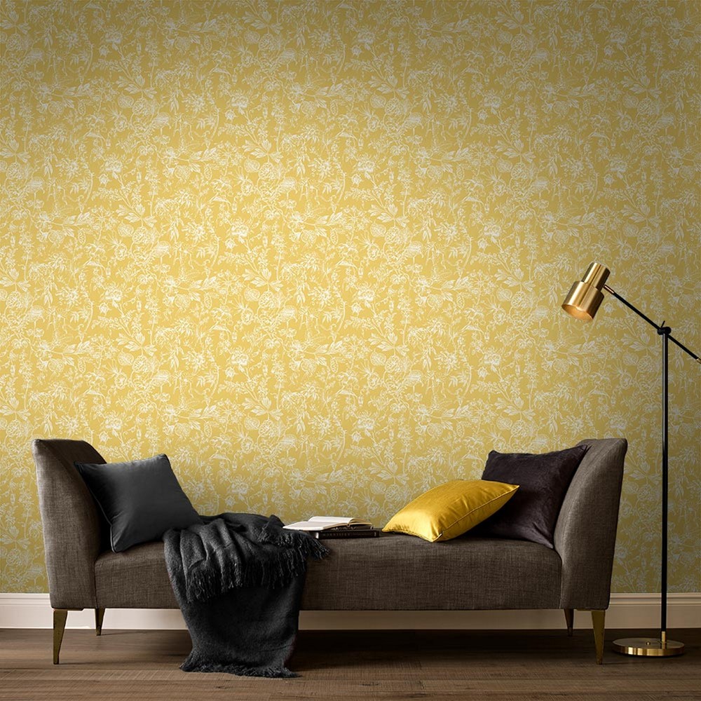 Stroma Wallpaper 104418 by Graham & Brown in Dandelion Yellow